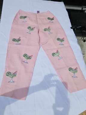 CJ Laing 100% linen pants size 4 Pink Margarita Pink Capri